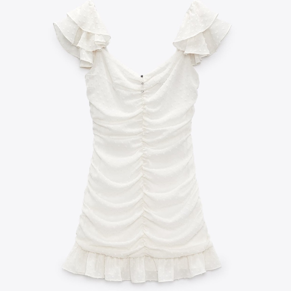 Draped Swiss Dot Dress
